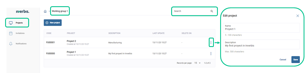 How to edit a project.