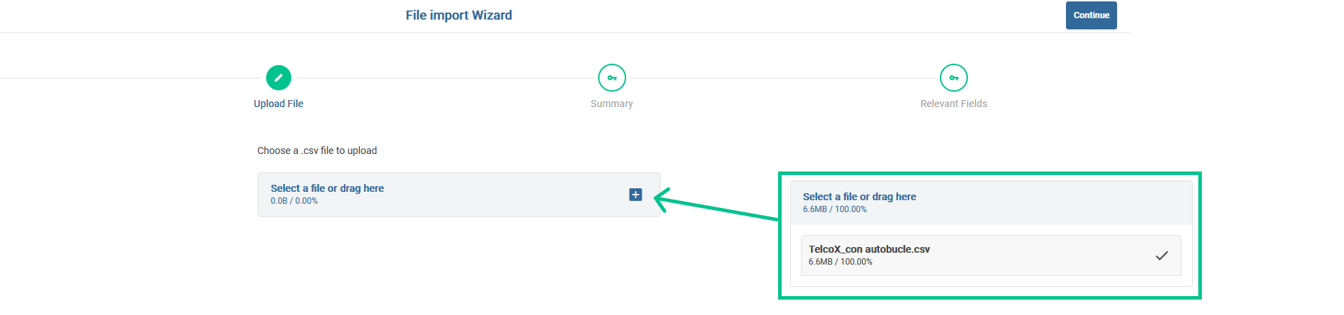 Select and upload CSV.