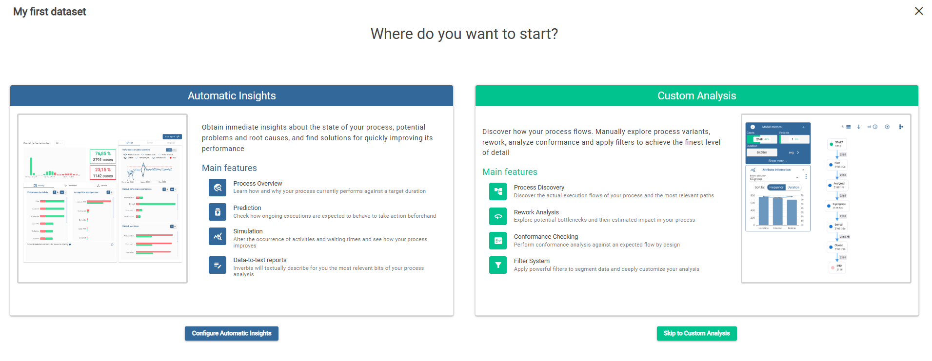 Selection of analysis mode.