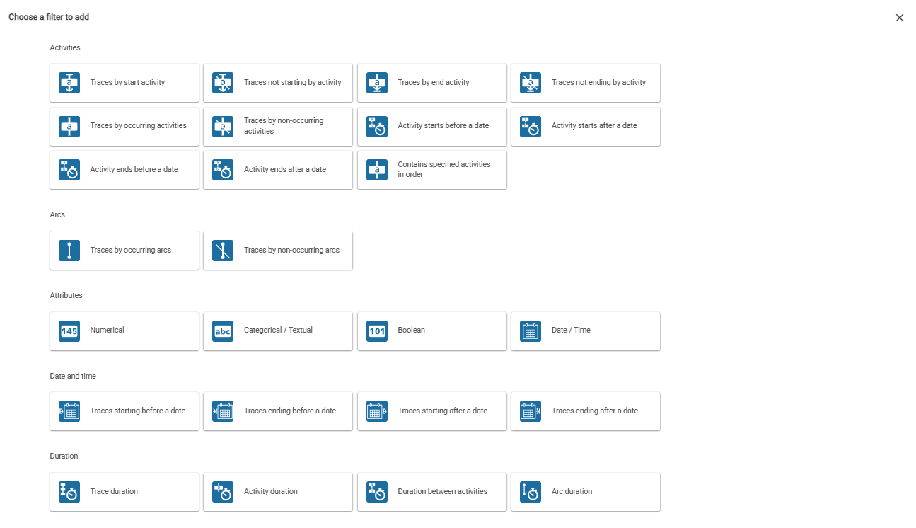 Variety of available filters.